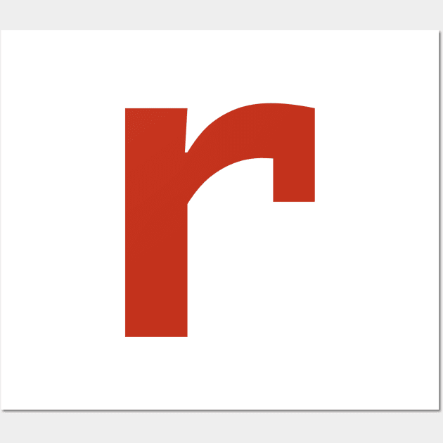 Letter r in Red Text Minimal Typography Wall Art by ellenhenryart